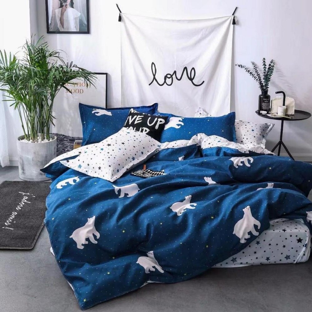 Set lenjerie de pat dublu, bumbac satinat, 4 piese, Casa de Vis, B548