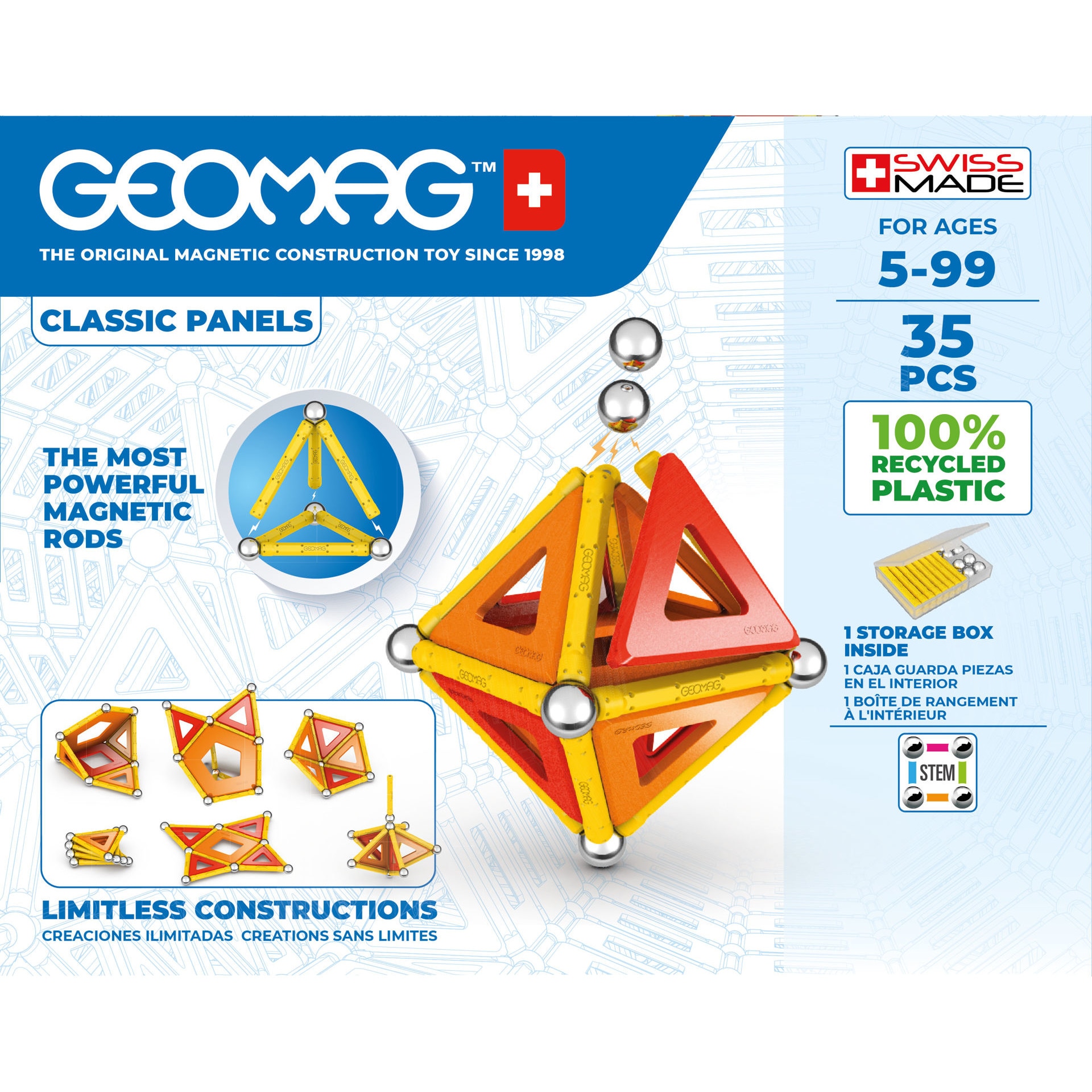 Joc magnetic Geomag classic panels green 35 piese