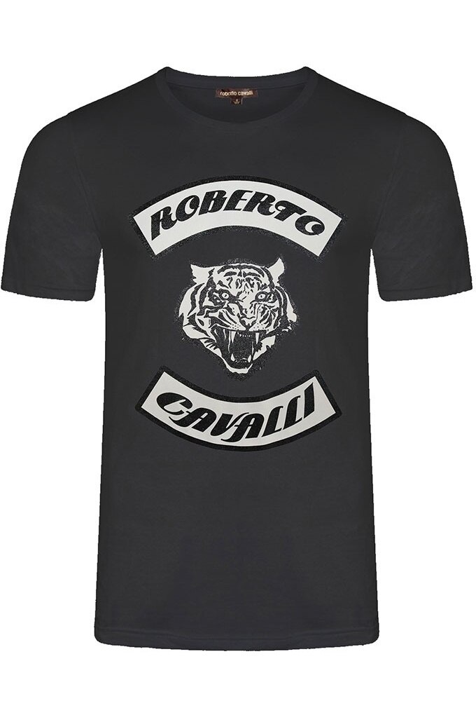 Tricou Barbati Roberto Cavalli Cu Logo, Negru, Negru