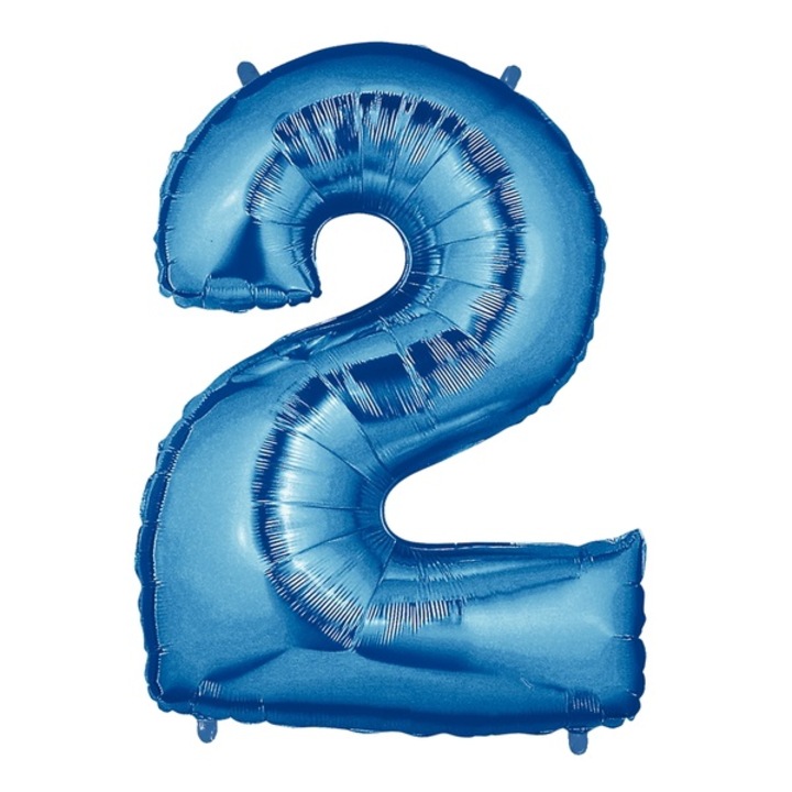 Balon folie cifra 2 albastru 40 cm