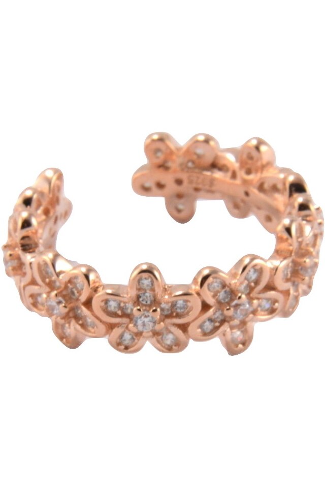 Inel, Panglica de flori, argint, auriu rose, reglabil