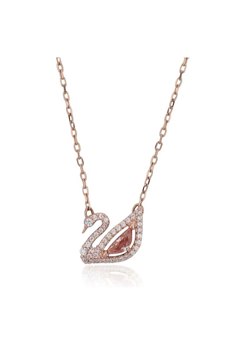 Colier, Lebada rose, argint, 44 cm lungime