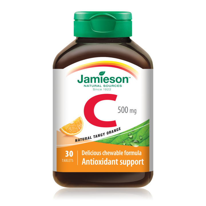 Vitamina C 500mg, portocale, Jamieson, 30 tablete masticabile