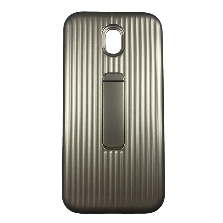Husa compatibila cu Samsung Galaxy J730, J7 (2017), Carcasa de protectie din policarbonat si silicon, Stand Gold