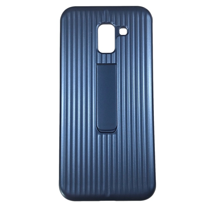 Husa compatibila cu Samsung Galaxy J6 (2018), Carcasa de protectie din policarbonat si silicon, Stand Albastru