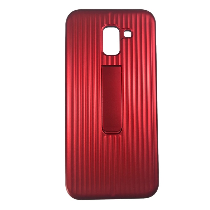 Husa compatibila cu Samsung Galaxy J6 (2018), Carcasa de protectie din policarbonat si silicon, Stand Rosu