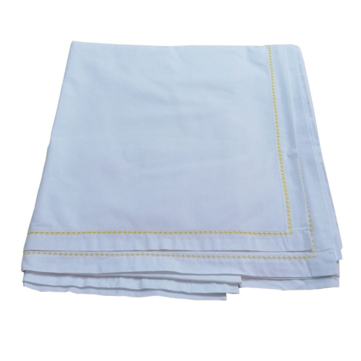 Чаршаф Casa Bucuriei, декоративни шевове, бяло/жълто, памук, 240/260