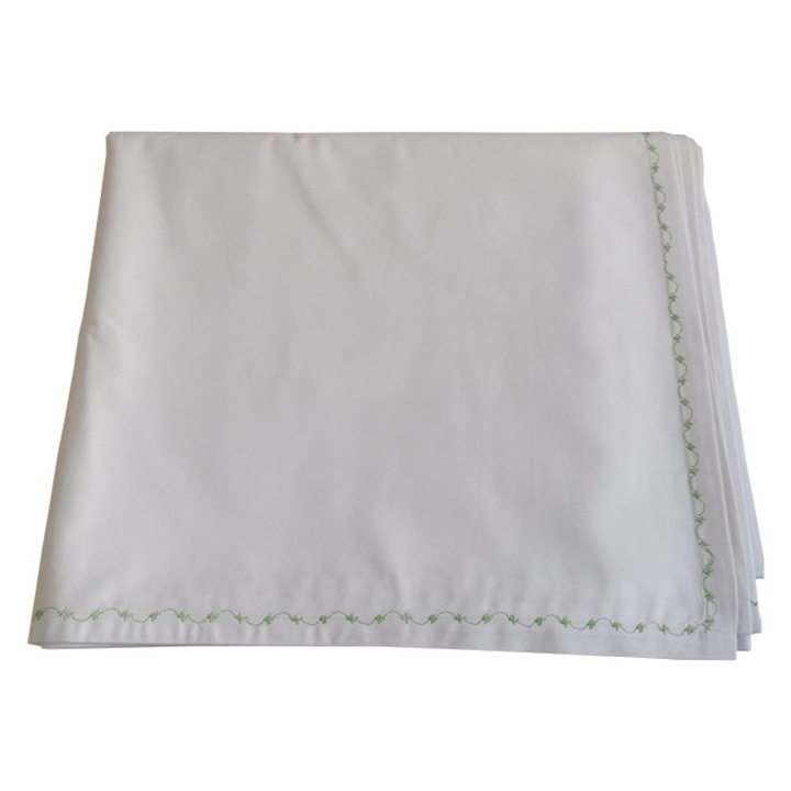 Чаршаф Диана, декоративни шевове, бяло/зелено, памук, 240/260