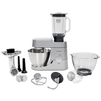 Robot de bucatarie Kenwood Chef KVC3173S, 1000W, vas inox 4.6L, blender sticla 1.2L, 3 accesorii, Argintiu Robot de bucatarie Kenwood Chef KVC3173S, 1000W, vas inox 4.6L, blender sticla 1.2L, 3 accesorii, Argintiu