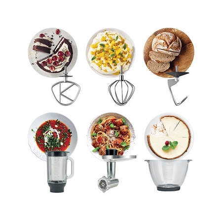 Robot de bucatarie Kenwood Chef KVC3173S, 1000W, vas inox 4.6L, blender sticla 1.2L, 3 accesorii, Argintiu