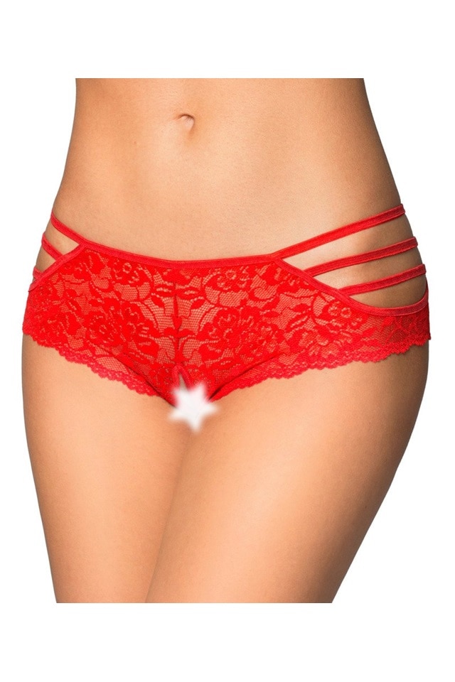 Chilotei, Softline 2478, dantela, cu decupaj, Rosu