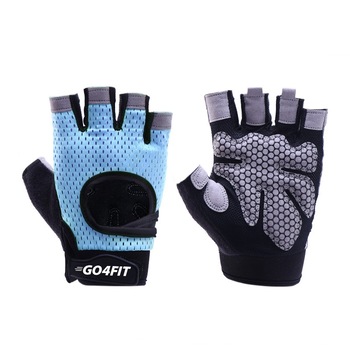 Manusi pentru fitness si sala, GO4FIT, din material respirabil, Albastru/Negru, Marimea M Manusi pentru fitness si sala, GO4FIT, din material respirabil, Albastru/Negru, Marimea M