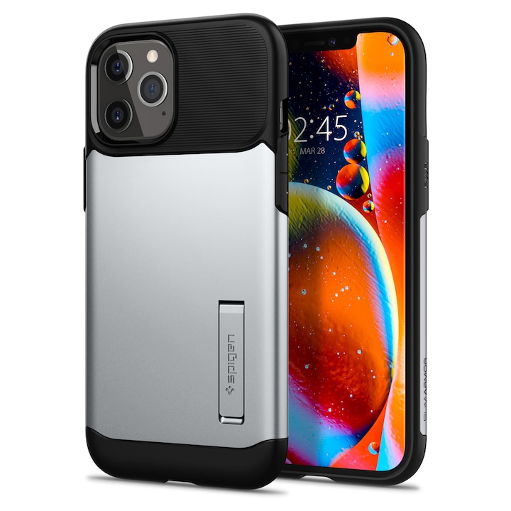 Spigen Slim Armor Apple iPhone 12 Pro Max Satin Silver tok, ezüst