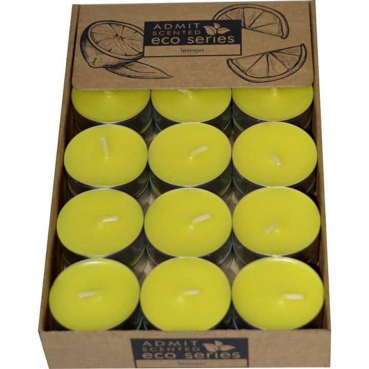 Комплект чаени свещи Light club, Ароматни, Лимон, 30 броя