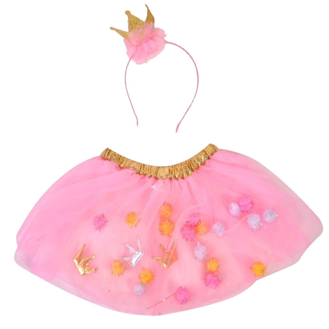 Set costum, model zana, roz,include cordeluta si tutu cu elastic colorat