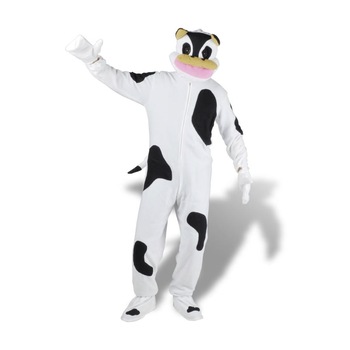Costum de vaca pentru carnaval, vidaXL, Alb/Negru, Poliester, XL-XXL Costum de vaca pentru carnaval, vidaXL, Alb/Negru, Poliester, XL-XXL