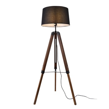 Lampa de podea Karlsbad S, lux.pro, 45 x 40 x 25 cm, metal/lemn/textil, negru/maro Lampa de podea Karlsbad S, lux.pro, 45 x 40 x 25 cm, metal/lemn/textil, negru/maro
