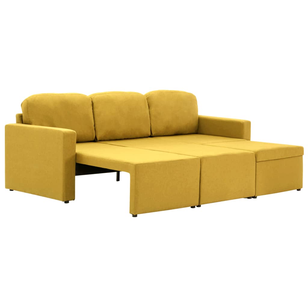 Модулен разтегателен диван vidaXL, Плат, 216 x 149 x 72 см, Жълт - eMAG.bg
