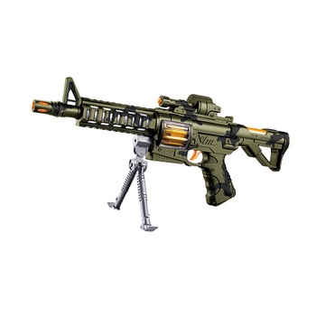 Pusca tip Mitraliera cu baterii, sunete si luminite , 45 x 17 cm ,3 ani + Pusca tip Mitraliera cu baterii, sunete si luminite , 45 x 17 cm ,3 ani +