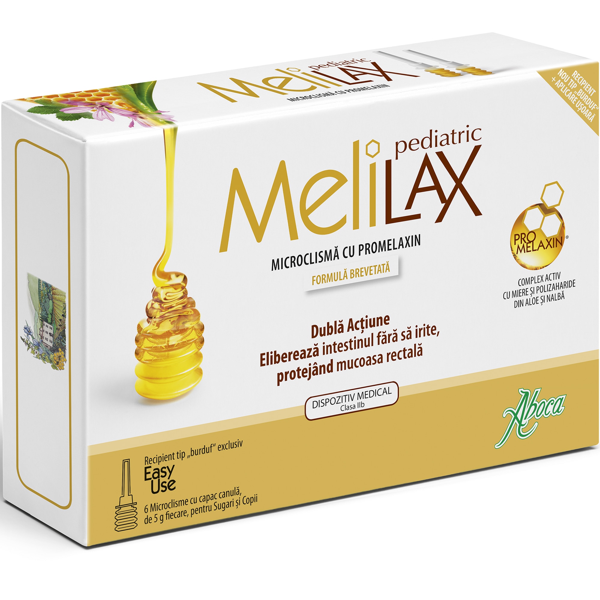MeliLax microclisme cu propolis Pediatric, 6 bucati, Aboca : Farmacia Tei  online