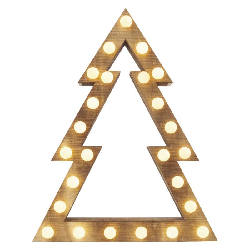 Decoratiune pom de craciun din lemn cu lumina calda