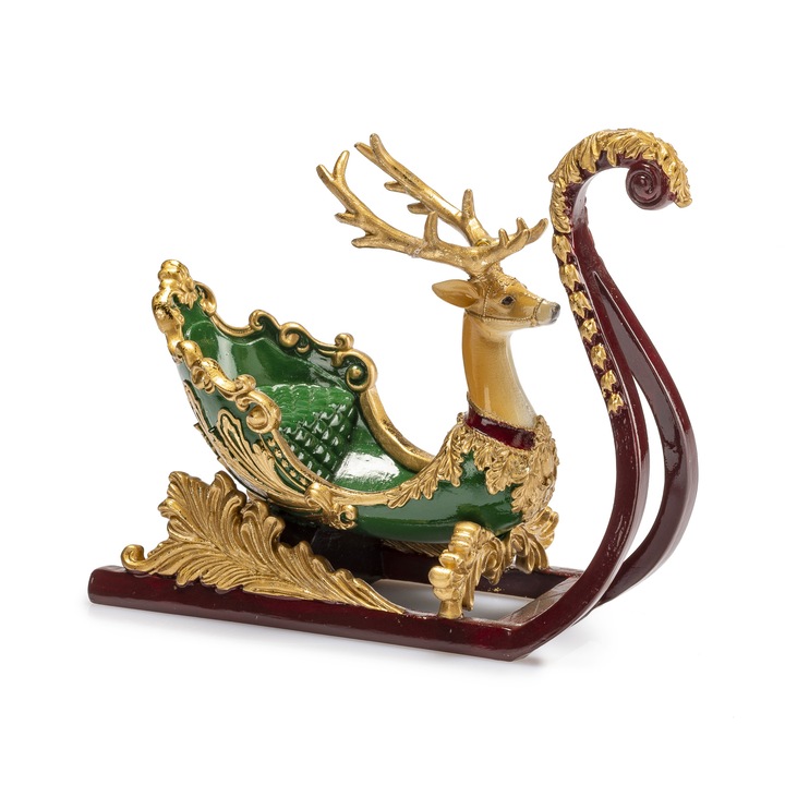 Decoratiune Craciun sanie cu ren, 15 cm
