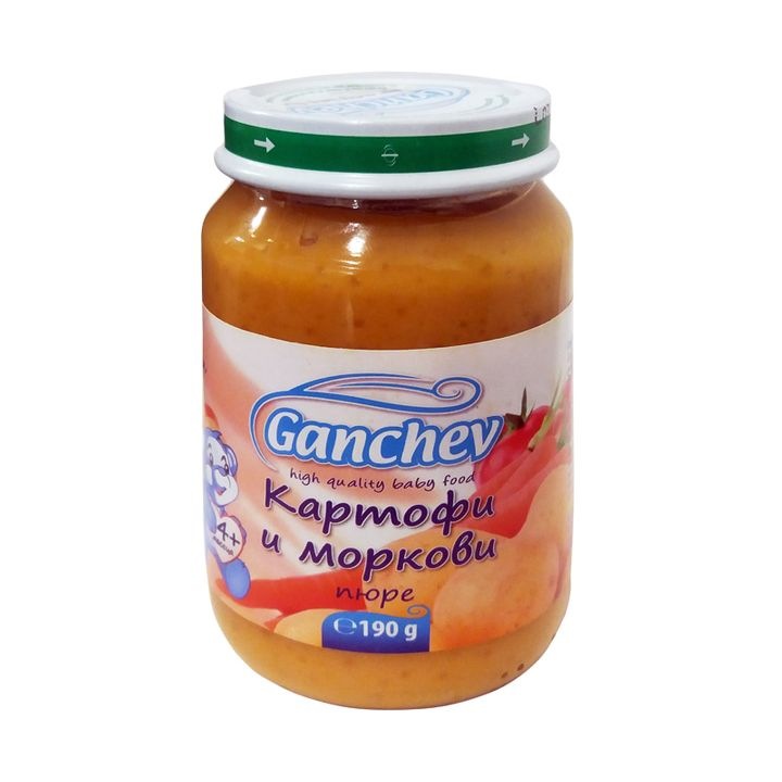 Бебешко пюре Ганчев Картофи и моркови, 4+ месеца, 190 гр