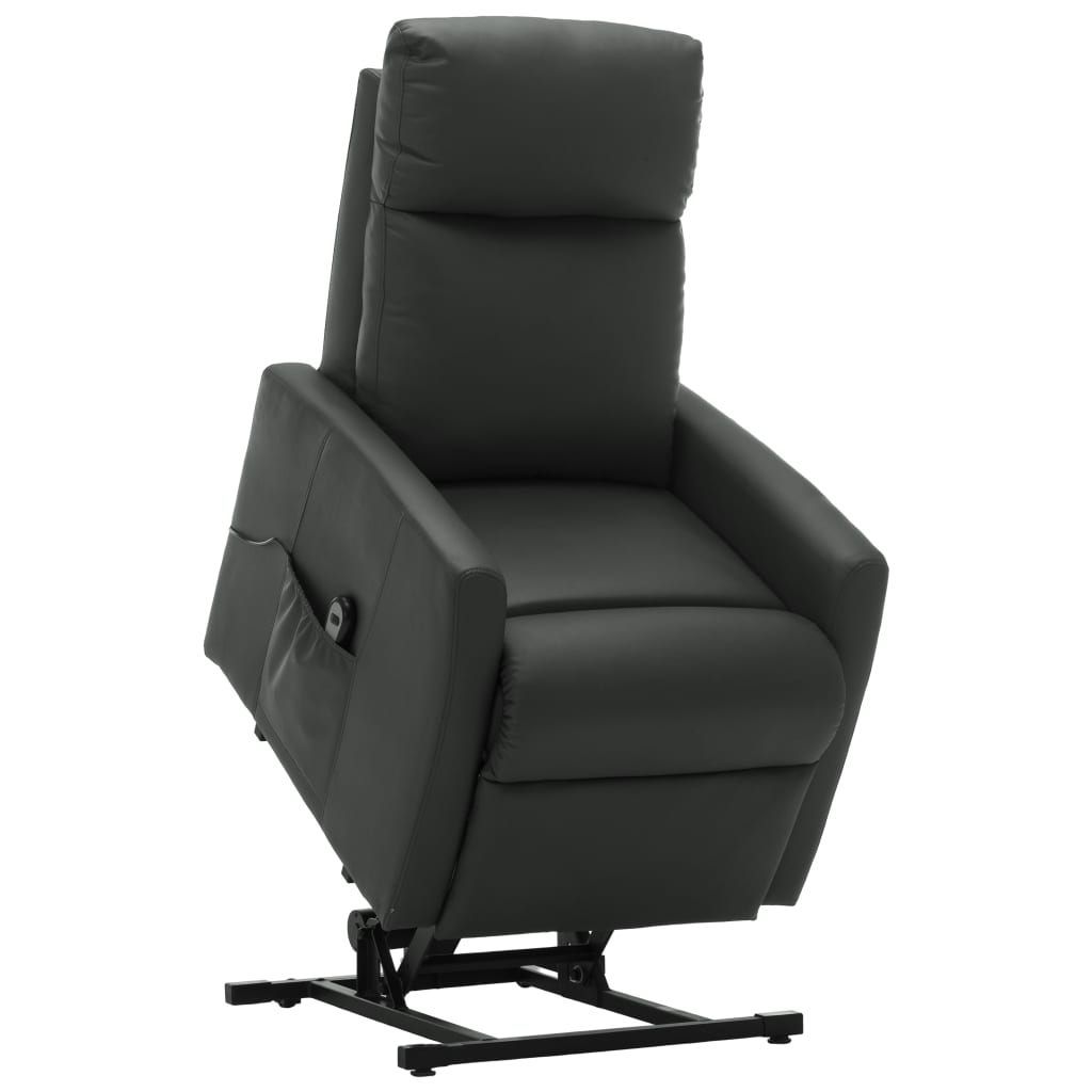 Fotoliu rabatabil electric vertical vidaXL, Piele ecologica, Gri