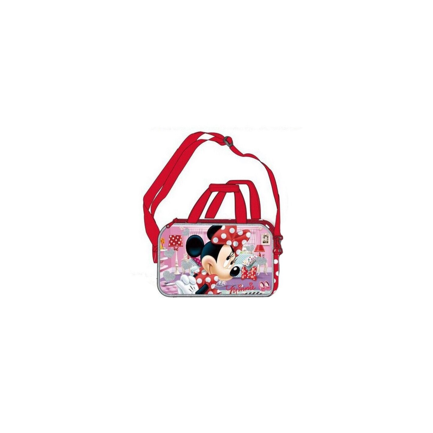 Geanta sport, Minnie Mouse, rosie cu buline albe