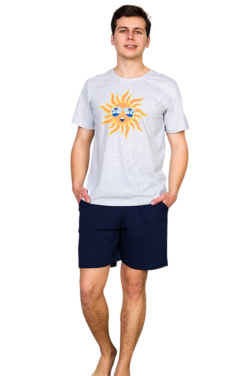 Pijama Barbati, Gazzaz by Vienetta, Model 'Enjoying the Sun', Culoare Gri