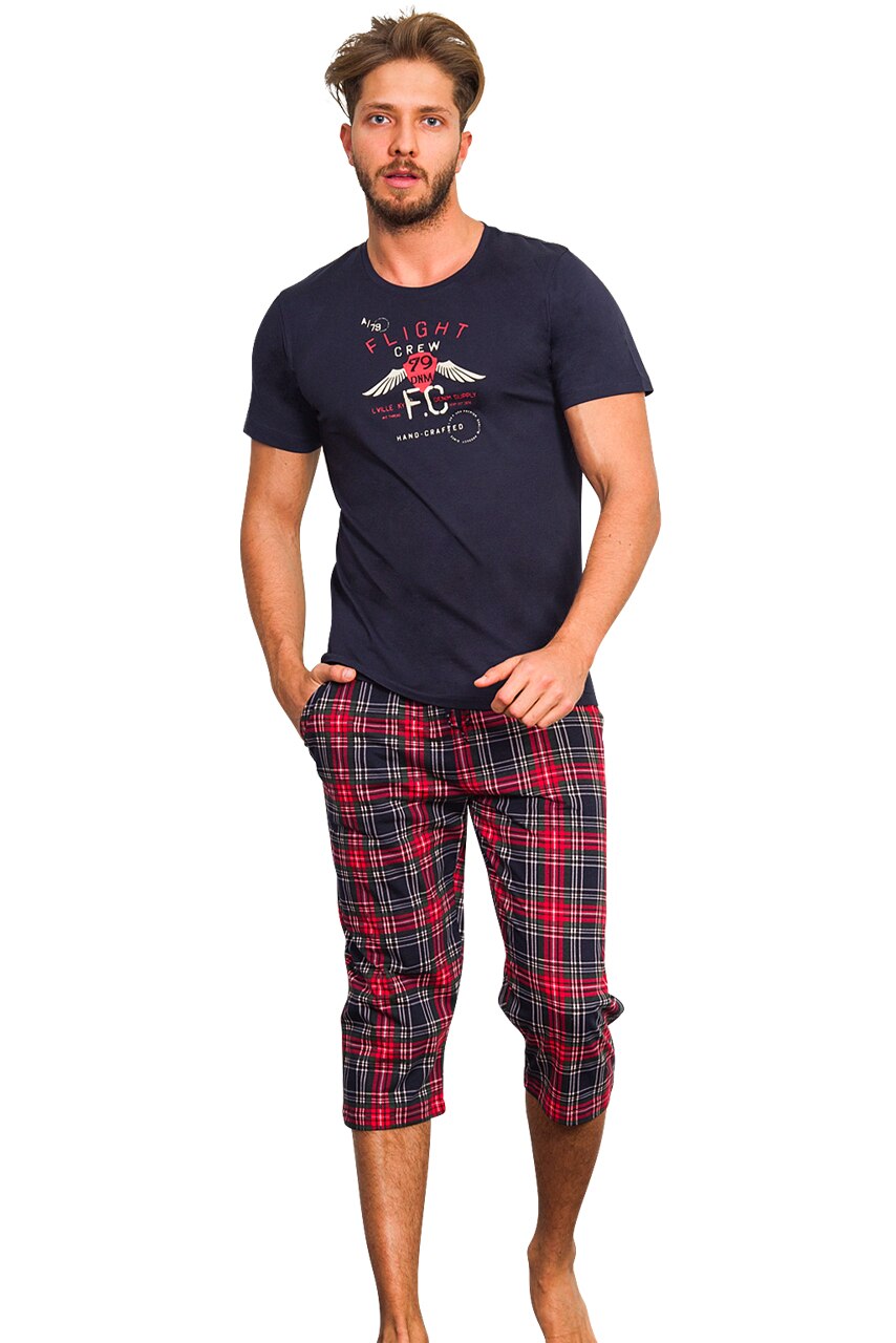 Pijama Barbati, Gazzaz by Vienetta, Model 'Flight Crew', Culoare Gri Inchis