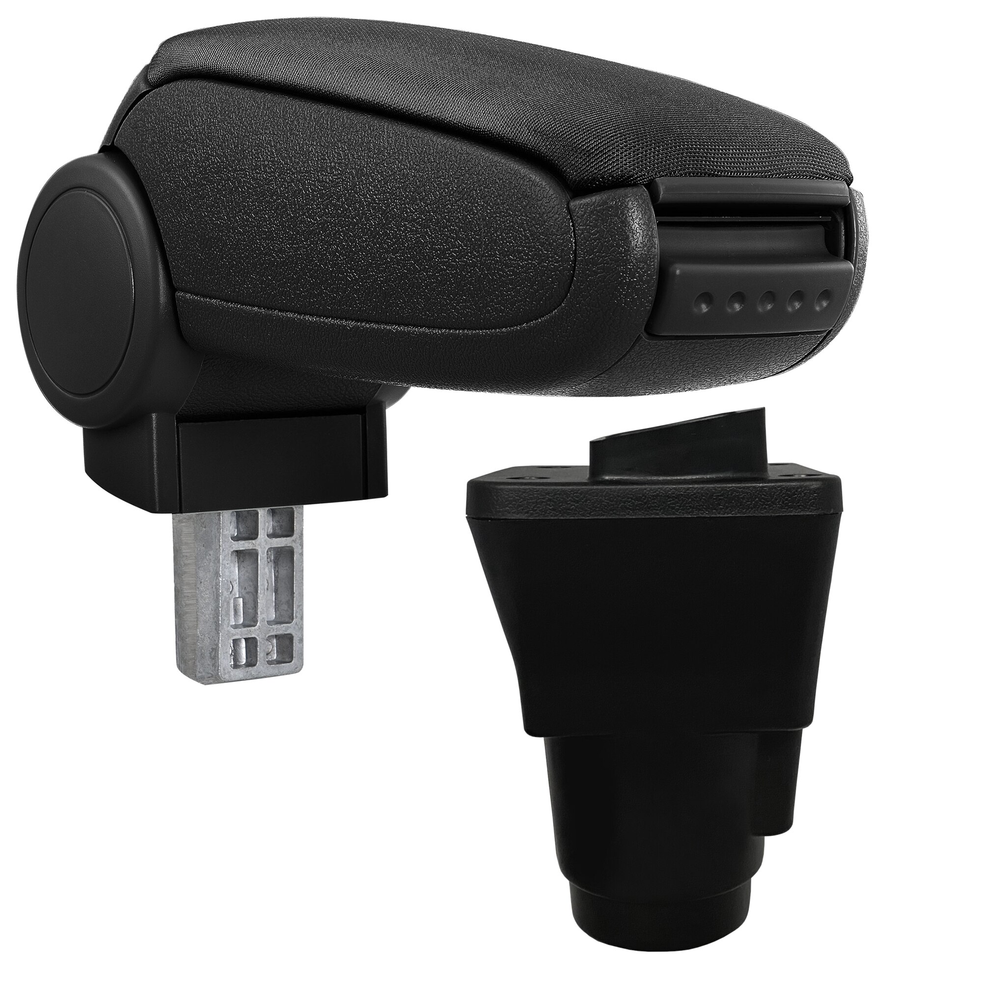 Cotiera auto, pro.tec, pentru Dacia Duster II, textil, negru, cu compartiment depozitare