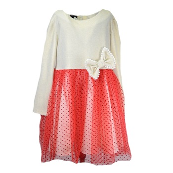 Rochita eleganta pentru fete Mini Junior RM-7, Crem, 128 cm Rochita eleganta pentru fete Mini Junior RM-7, Crem, 128 cm