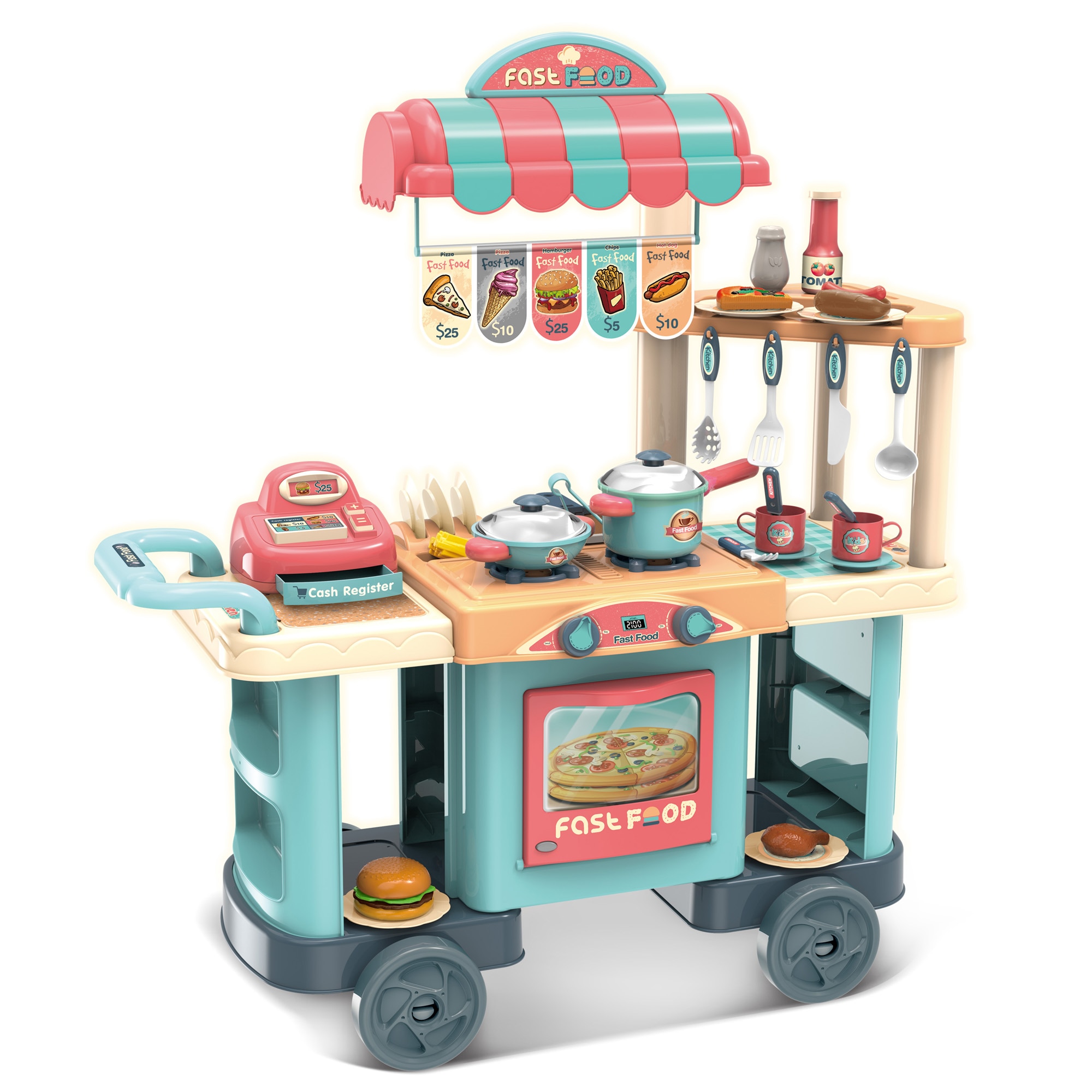 Stand de fast-food Buba Kitchen trolley, Albastru