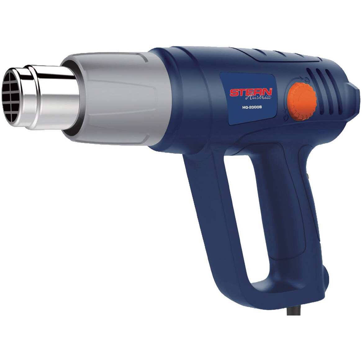 Pistol cu aer cald STERN HG2000B, 2000 W, 3 trepte de caldura, 600°C temperatura maxima, 500 l/min debit aer, 4 duze, valiza transport