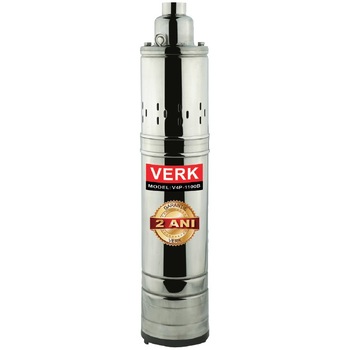 Pompa submersibila de adancime apa curata VERK V4P-1100B,corp inox, 1100 W, 2900 l/h debit apa, inaltime refulare max. 120 m,absorbtie 15 m Pompa submersibila de adancime apa curata VERK V4P-1100B,corp inox, 1100 W, 2900 l/h debit apa, inaltime refulare max. 120 m,absorbtie 15 m
