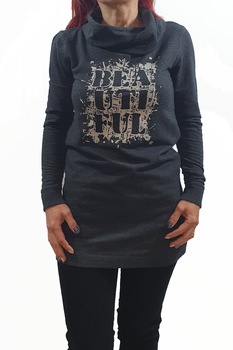 Bluza dama Tally Weijl, gri cu guler, S Bluza dama Tally Weijl, gri cu guler, S