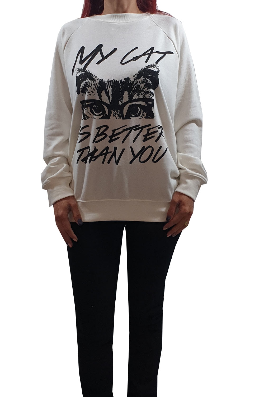 Bluza dama Tally Weijl,alb cu imprimeu text, M