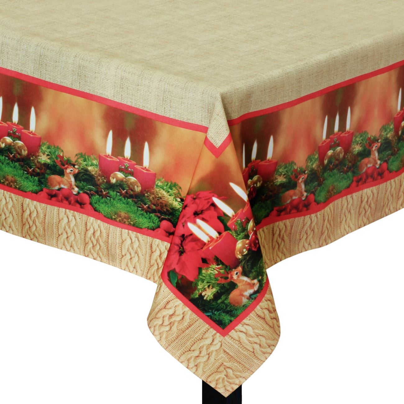 Fata de Masa de Craciun, New Line, Model cu Lumanari, 180x140 cm