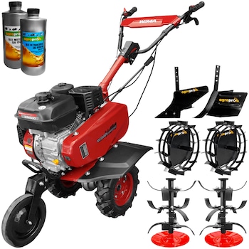 Set motosapa Weima WM 500, motor 7CP, latime lucru 80 cm, freze, roti cauciuc 350x6, roti metal, rarita reglabila, plug arat, 2l ulei AgroPro Set motosapa Weima WM 500, motor 7CP, latime lucru 80 cm, freze, roti cauciuc 350x6, roti metal, rarita reglabila, plug arat, 2l ulei AgroPro