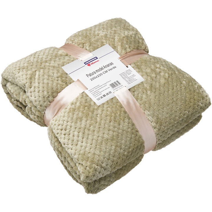 Patura flanel Heinner Home, model Ananas, 200x220cm Verde