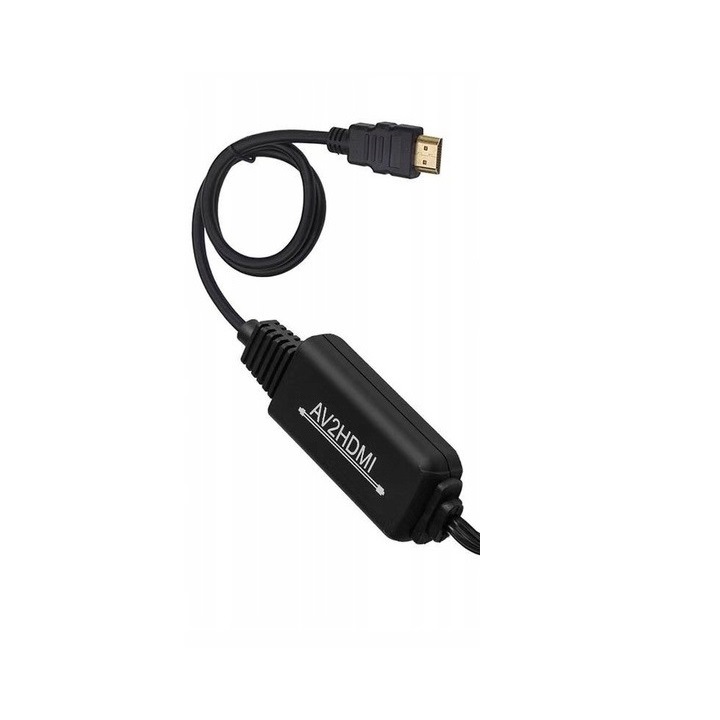 Конвертор AV към HDMI CINCH CVBS EURO, черен, FULL HD 1080p