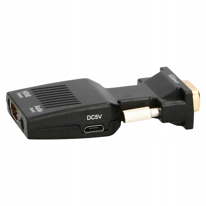 Adaptor convertor VGA-HDMI, Audio, Full HD, Negru - eMAG.ro