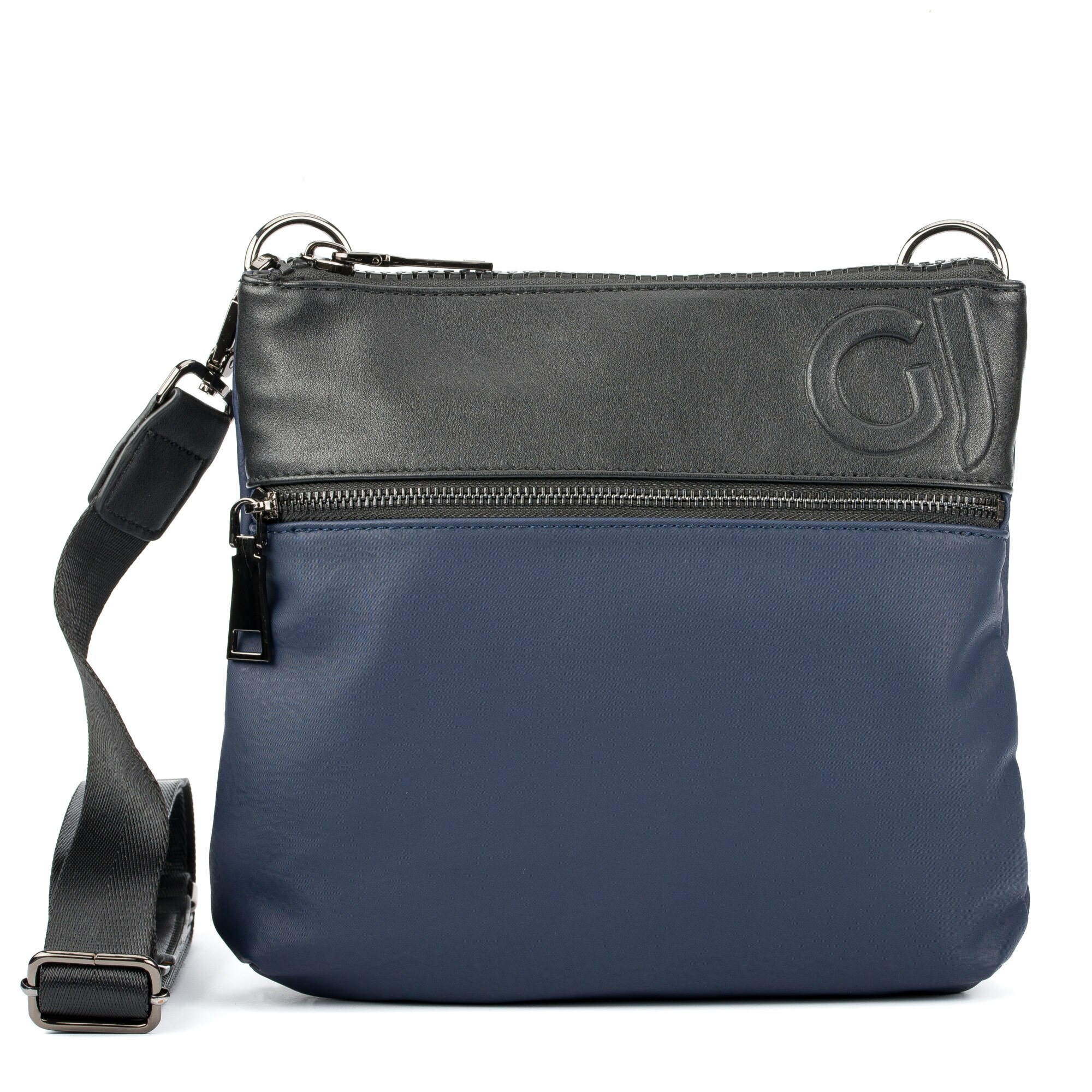 Geanta flat crossbody pentru barbati, Gaudi, Model Lapo V9AI-68925, Piele ecologica cu poliester, Albastru, 26x26x4.5