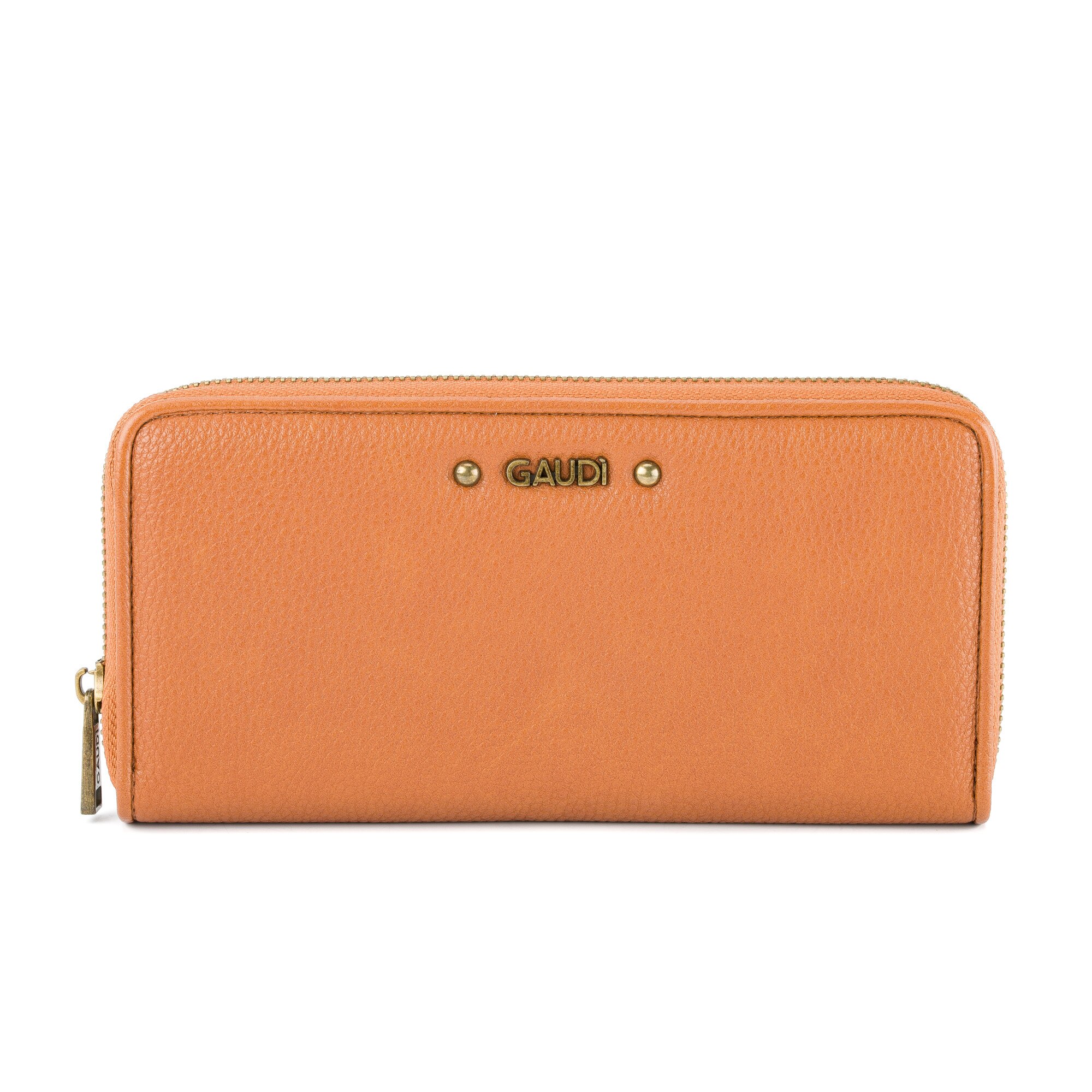 Portofel de dama, Gaudi, Model Laila V9AI-71335, Piele ecologica, Mare, Maro-caramiziu, 20x11x2
