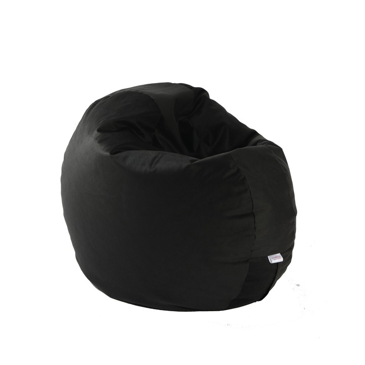 Pufrelax Relaxo Fotel (Prémium Textil sorozat), fekete bársony, levehető textil huzattal, polisztirol gyöngyökkel töltve