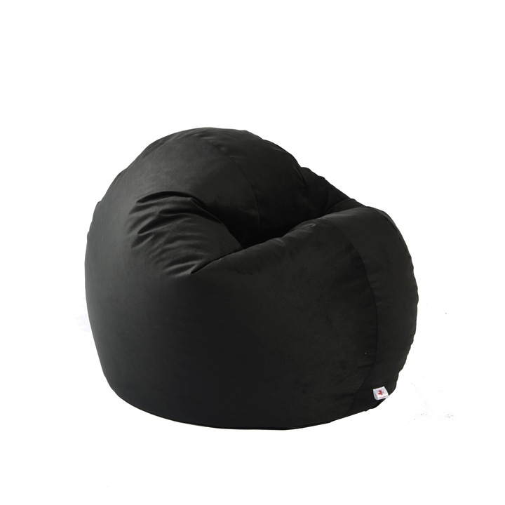 Pufrelax Relaxo XL Fotel (Prémium Textil sorozat), fekete, bársony, levehető textil huzattal, polisztirol gyöngyökkel töltve