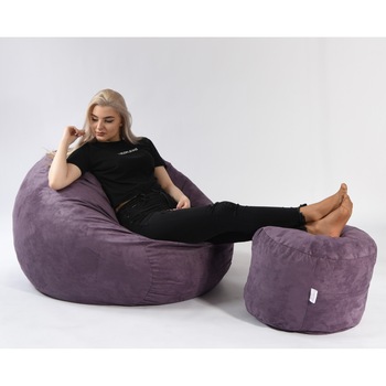 Set Fotoliu Puf Matusalem si otoman Magnetic Ink (Gama Premium Textil) umplut cu fulgi de burete memory mix Set Fotoliu Puf Matusalem si otoman Magnetic Ink (Gama Premium Textil) umplut cu fulgi de burete memory mix