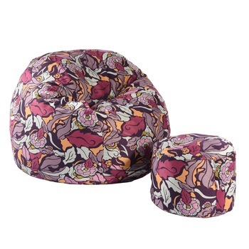 Fotoliu Pufrelax King Size si otoman Flower Power (Gama Premium Textil), umplut cu fulgi de burete memory mix Fotoliu Pufrelax King Size si otoman Flower Power (Gama Premium Textil), umplut cu fulgi de burete memory mix