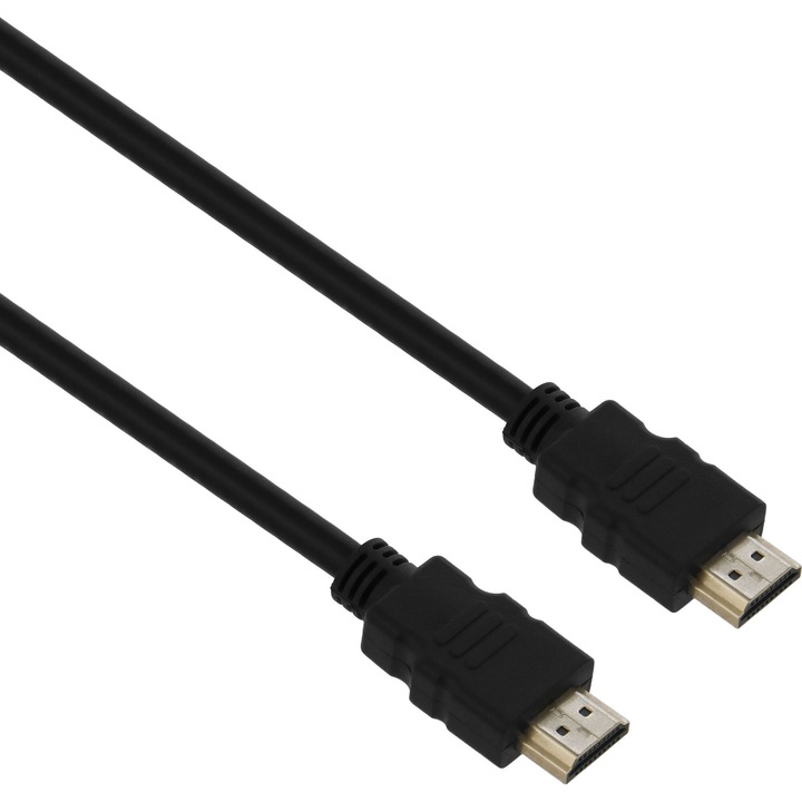 Кабел A+ HDMI 1.4V, CSHDMI3, 4k, Ethernet, Златист, 3 м, Черен